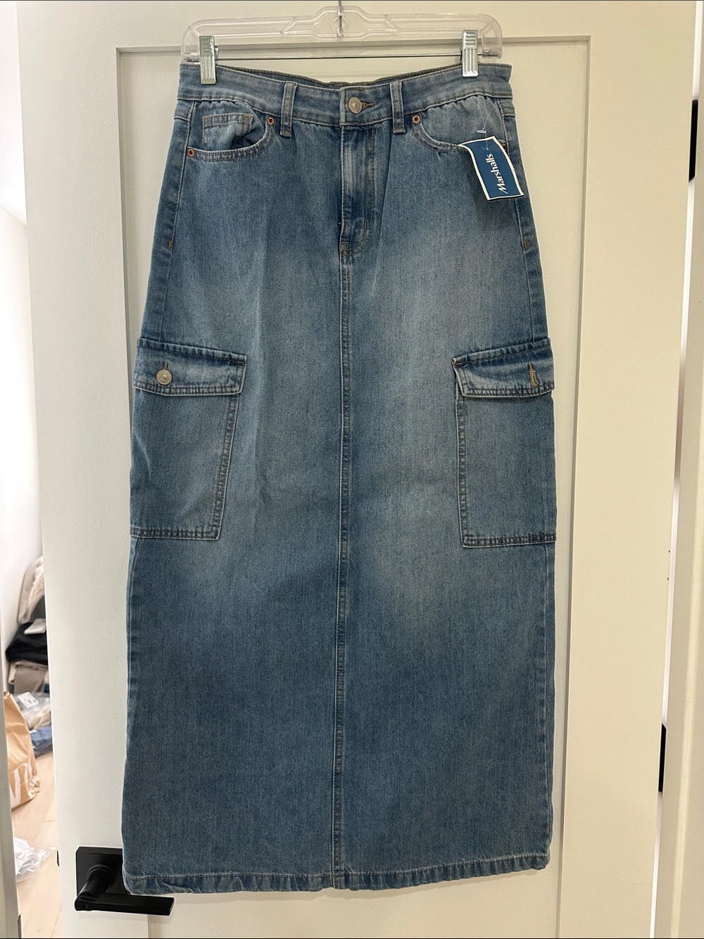 Rewash Blue Denim Cargo Midi Skirt